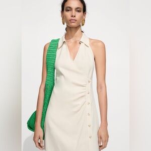 Mango Cream wrap shirt dress NWT